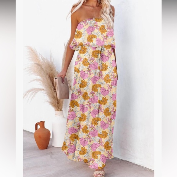 Dokotoo Dresses & Skirts - Dokotoo Floral Boho Maxi Dress Strapless Dress